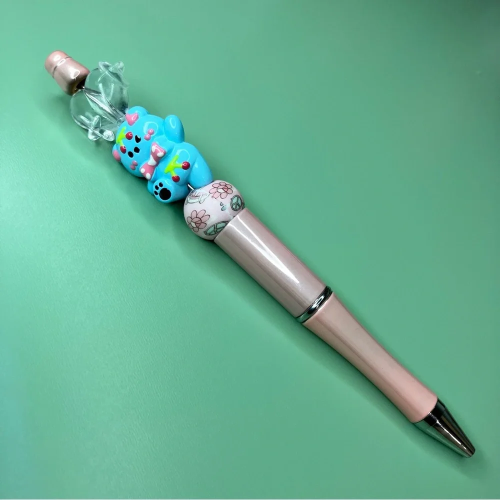 Cute Handpainted Bear Retro Bead Handmade Beaded Pen Kawaii Vibes